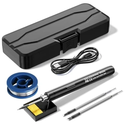 Image of Treedix Cordless Soldering Iron Kit, USB Rechargeable Portable Iron, 8W Welding Kit with Three Tips, Adjustable Temperature 300℃ to 450℃, Electric Pen for Repairing