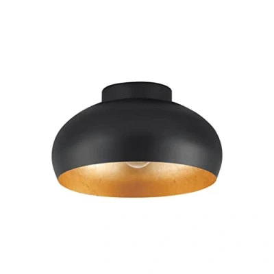 Image of EGLO ceiling light fitting Mogano 2, flush mount lamp, living room and hallway lighting made of metal in black gold, E27 socket