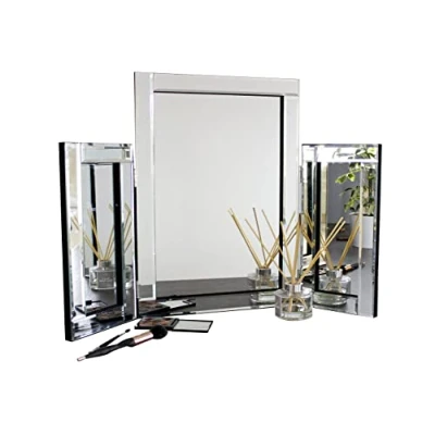 Image of Marco Paul Tri Fold Vanity Dressing Table Top Mirror, Freestanding Make up mirror for Bedroom, Bathroom or Room, Large with 2 Wings