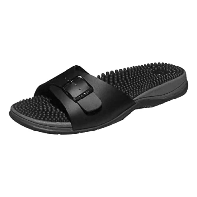 Image of Revs Tay Men’s Single Strap Reflexology Massage Sandals, Black UK9