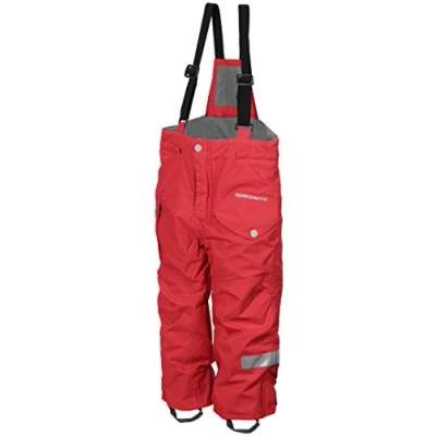 Image of Didriksons Nallo Boys Girls Childrens Waterproof, Windproof, Breathable and Insulated Ski Pants/Trousers/Salopettes (Poppy (377), 80cm (1 Year))