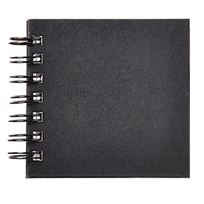 Image of Clairefontaine Ref 34237C Goldline Wirebound Pad (64 White Sheets) 10 x 10cm Size, 140gsm Paper, Square Layout Black Cover Suitable for Dry Techniques