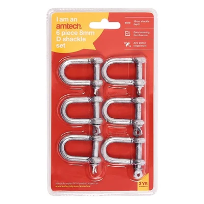 Image of Amtech S4305 6 Piece 8mm D Shackle Set