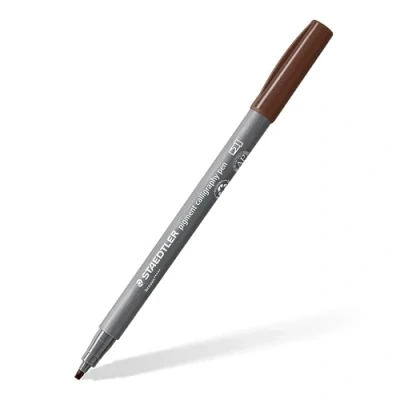 Image of STAEDTLER 375 76 Pigment Arts Calligraphy Pen Brown (Box of 10)