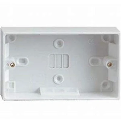 Image of Mr. Gadget&#039;s Solutions Double Twin 25mm White Wall Pattress Back Box 13 Amp,2 Gang Electric Socket