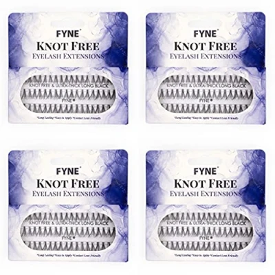 Image of FYNE KNOT FREE Individual Eyelashes 240 Pcs, 12mm Long Ultra Thick, Single Pack lashes, Eyelash Extensions, Natural Look Volume Cluster Lashes Premium False Lash