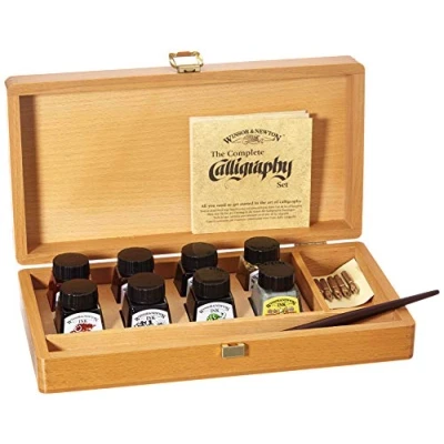 Image of Winsor &amp; Newton WN 1190193 W&amp;N Calligraphy Wood Box, Multi, 15 Count (Pack of 1)