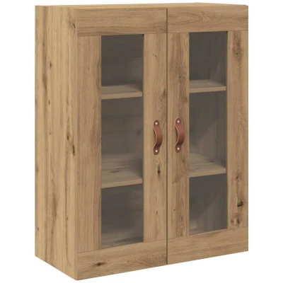 Image of vidaXL Wall Mounted Cabinet with Glass Doors Artisan Oak 69,5x34x90 cm
