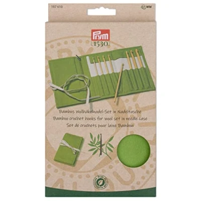 Image of Prym 197610 Wool Crochet Hook Bamboo Set Green 3.5 8 mm