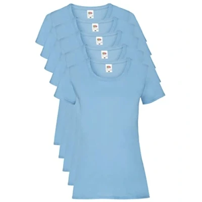 Image of Fruit of the Loom Women Valueweight 5 T Shirt, Blue (Sky YT), 18 (Manufacturer Size:2XL/18) pack
