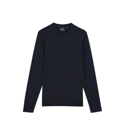 Image of Lyle &amp; Scott Tonal Eagle Cotton Crew Neck Jumper Dark Navy XL