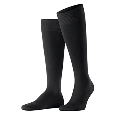 Image of FALKE Mens Energizing Cotton M Kh Thin With Compression 1 Pair Knee High Socks, Black (Black 3000), 8.5 9.5 UK