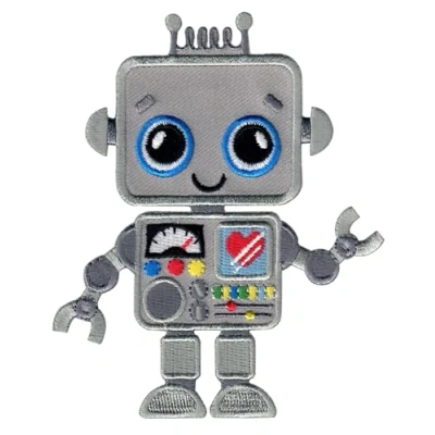 Image of PatchMommy Robot Patch, Iron On/Sew On Embroidered Applique Motif for Children Kids Baby