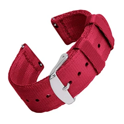 Image of Archer Watch Straps Seat Belt Nylon Quick Release Bands (Red, 22mm)
