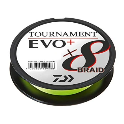 Image of Daiwa Tournament X8 Braid EVO+ 0.12mm, 8.6kg/18.8lbs, 135m, Chartreuse, Braided Fishing Line, 12761 012