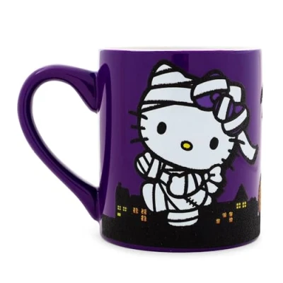 Image of Sanrio Hello Kitty &quot;Happy Halloween&quot; Ceramic Glitter Mug Holds 14 Ounces