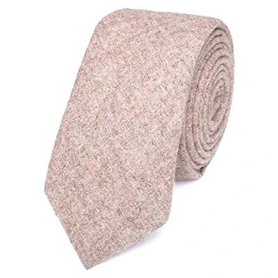 Image of DB Dickie Bow Men&#039;s Luxury Wool Skinny Neck Tie (Biscuit Brown) suitable for formalwear, office, weddings, parties, grooms &amp; groomsmen outfits