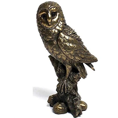 Image of Leonardo collection Resin Reflections Bronzed Owl, Stone, 17 x 12 26 cm
