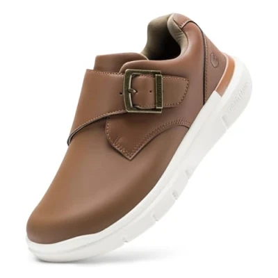 Image of FitVille Extra Wide Slip on Walking Shoes for Men Edema Recovery Leather Oxford Feet, Hook &amp; Loop