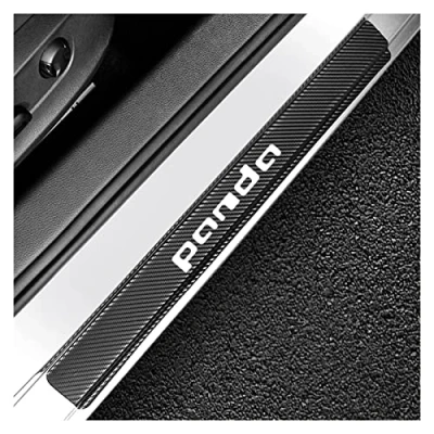 Image of CWWHY 4 Pcs Carbon Fiber Car Door Sill Protector for Fi at Panda, Welcome Pedal Scuff Guard Non Slip Auto Styling Decor Accessory, Black