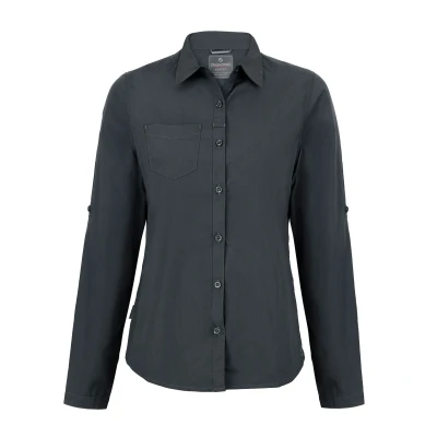 Image of Craghoppers Womens/Ladies Expert Kiwi Long Sleeved Shirt (Carbon Grey) Size 8 UK