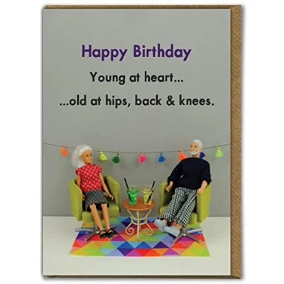 Image of Bold &amp; Bright Funny Birthday Card &#039;Young At Heart&#039; Hilariously Cards For Women Cheeky Her Girls Ladies Friends Novelty Humour