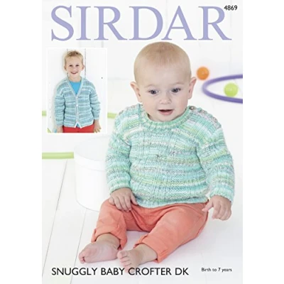 Image of Sirdar Snuggly Baby Crofter DK 4869 Sweater &amp; Cardigan Knitting Pattern