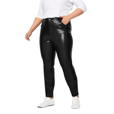 Image of EVANS Faux Leather Leggings Women&#039;s Plus Size Curve Black
