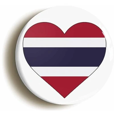 Image of Ozorath THAILAND THAI FLAG HEART BUTTON BADGE (Size is 2inch / 50mm diameter)