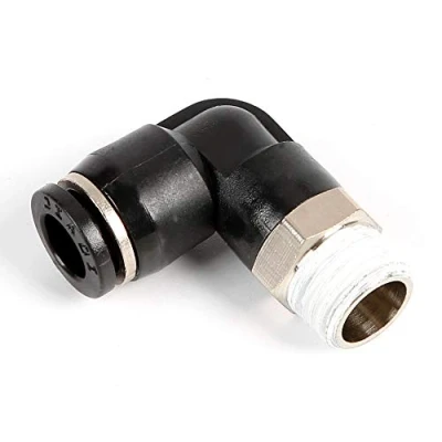 Image of Woljay PL14 04 Push to Connect Tube Pneumatic Male Elbow Straight Fitting 14mm OD x 1/2&quot; NPT Thread Pack of 2