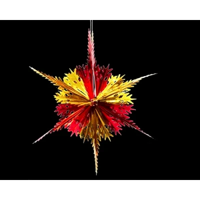 Image of Foil Garland Long Star Christmas Hanging Decoration Wall Ceiling Xmas Deco (Gold &amp; Red)