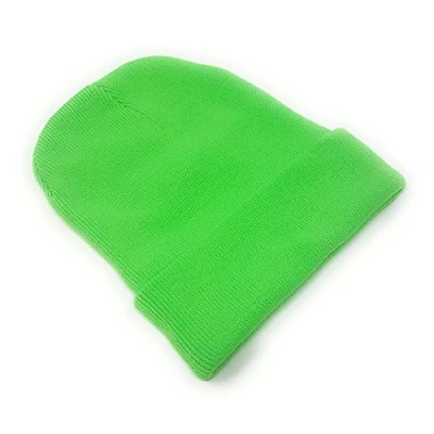 Image of Beanie Hat Mens Ladies Womens Unisex Slouch Winter Woolly Turn Up Knitted (Neon Green)