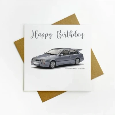 Image of Ford Sierra RS Cosworth Happy Birthday Card Keepsake (Happy Birthday)