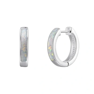 Image of Philip Jones White Synthetic Opal Hoop Earrings