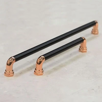 Image of 160mm Black &amp; Copper Cabinet Handle Cupboard Bar Door Drawer Pull Rose Gold