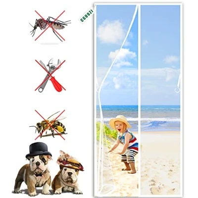 Image of Magnetic Screen Door 160 x 210 cm for Fly Curtain, Anti Mosquito Mesh, Insect Protection Balcony Door, Cellar Patio White