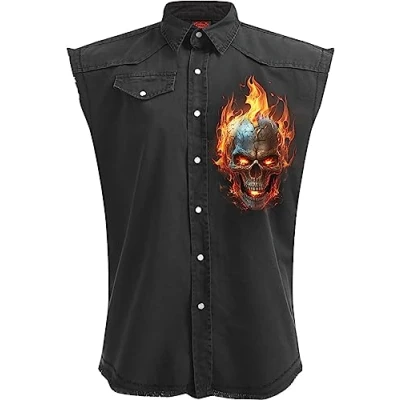 Image of Spiral Night Rider Sleeveless Stone Washed Worker Black L