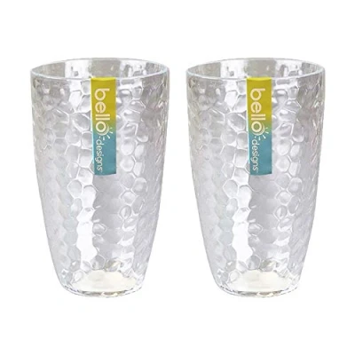 Image of &quot;Bello&quot; Set of 2 Tall Clear Re usable Plastic Tumbler Ideal for Picnics, BBQs &amp; Parties