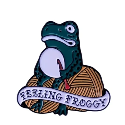 Image of Feeling Froggy Enamel Pin Cartoon Green Frog Brooch Lapel Funny Animal Badge Clothes Bag Hat Decorative Medal Jewelry Gift