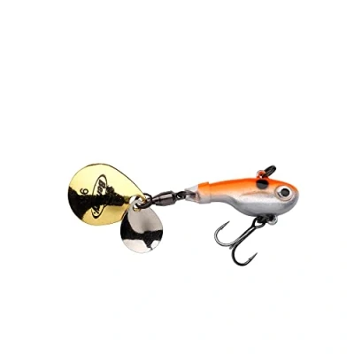 Image of Berkley Pulse Spintail, Jig Lure with Spinner Blade &amp; Fusion Treble Hook Long Casting Hard Bait for Perch, Trout, Pike, Unisex,Orange Glitter, 5g 50mm