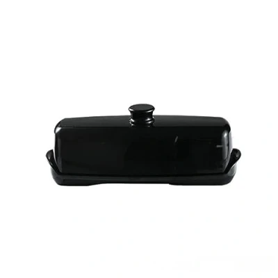 Image of Speakmon Butter Dish with Spoon &amp; Lid Plastic Container Keeper Holder Style Kitchen Accessories Black