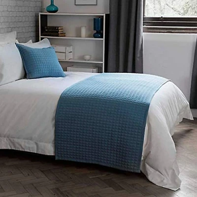 Image of Belledorm Crompton Quilted Jersey Bed Runner, Grey, 70 x 220 Cm