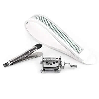 Image of DIY Hand Crank Music Box Tune 15 Note Movement with Hole Puncher &amp; 20 Paper Strips