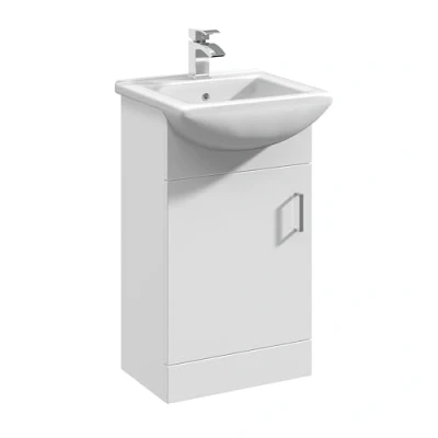 Image of 1 Door Vanity Basin Unit with Square 450mm Gloss White