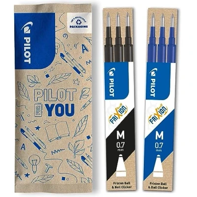 Image of PILOT Frixion Rollerball Refill 0.7 Refills Set of 6 (Blue, Black)