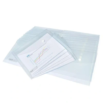 Image of Rapesco 1500 Popper Wallets, A5, Clear Transparent, Pack of 25