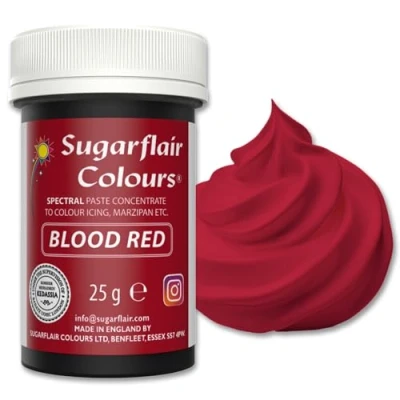 Image of Sugarflair Spectral Blood Red Food Colouring Paste, Highly Concentrated for Buttercream, Sugar Royal Icing, Cake Decorations and More! Vibrant Colour Dye 25g