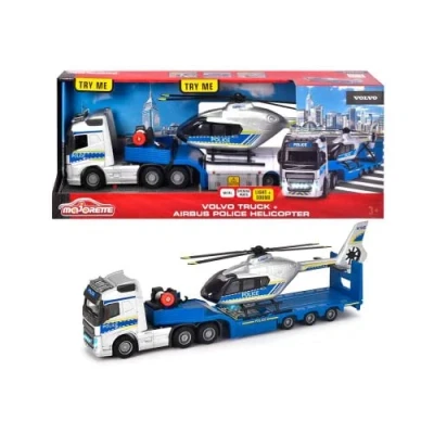 Image of Majorette 213716000 Grand Series SOS Volvo FH 16 Police Truck with Helicopter Die Cast, Multi Color, One Size