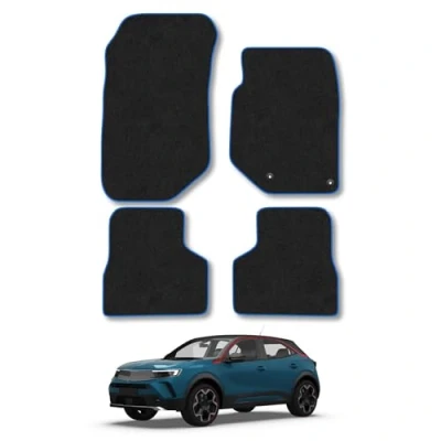 Image of Car Mats Compatible with Vauxhall Mokka (2020 ) Tailored Fit Blue Carpet Floor Set Accessory Custom 4 Pieces Anti Slip Backing &amp; Binding Trim Edge