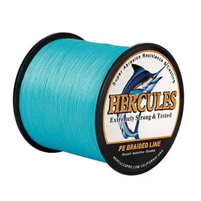 Image of Hercules Super Strong 500M 547 Yards Braided Fishing Line 80 LB Test for Saltwater Freshwater PE Braid Fish Lines 4 Strands Blue, 80LB (36.3KG), 0.48MM